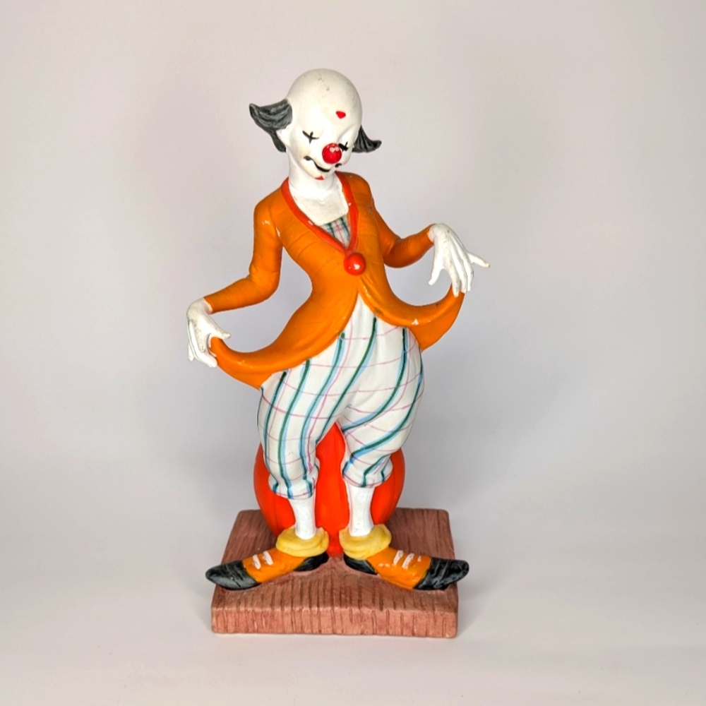 Orange and White Clown Figurine From The Tuscany Collection, Japan